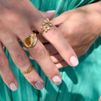 Tinos Jasmine Ring  with narrow twig base, 24K Gold vermeil on sterling silver  