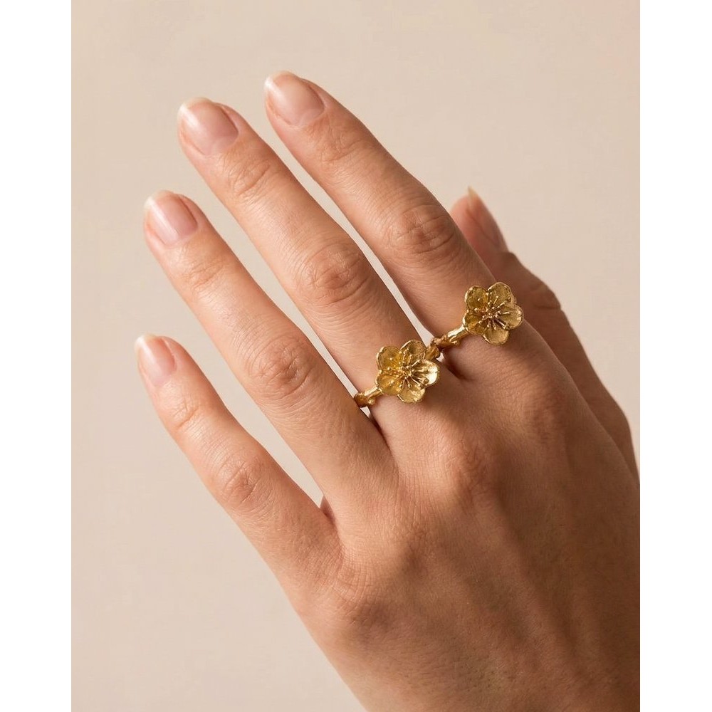 Phillis Ring  with narrow twig base, 24K Gold vermeil on sterling silver  