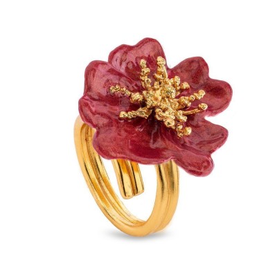 Bella Rose Ring statement,   24K Gold vermeil on sterling silver Red Enamel  Bella Rose Ring statement,   24K Gold vermeil on sterling silver Red Enamel