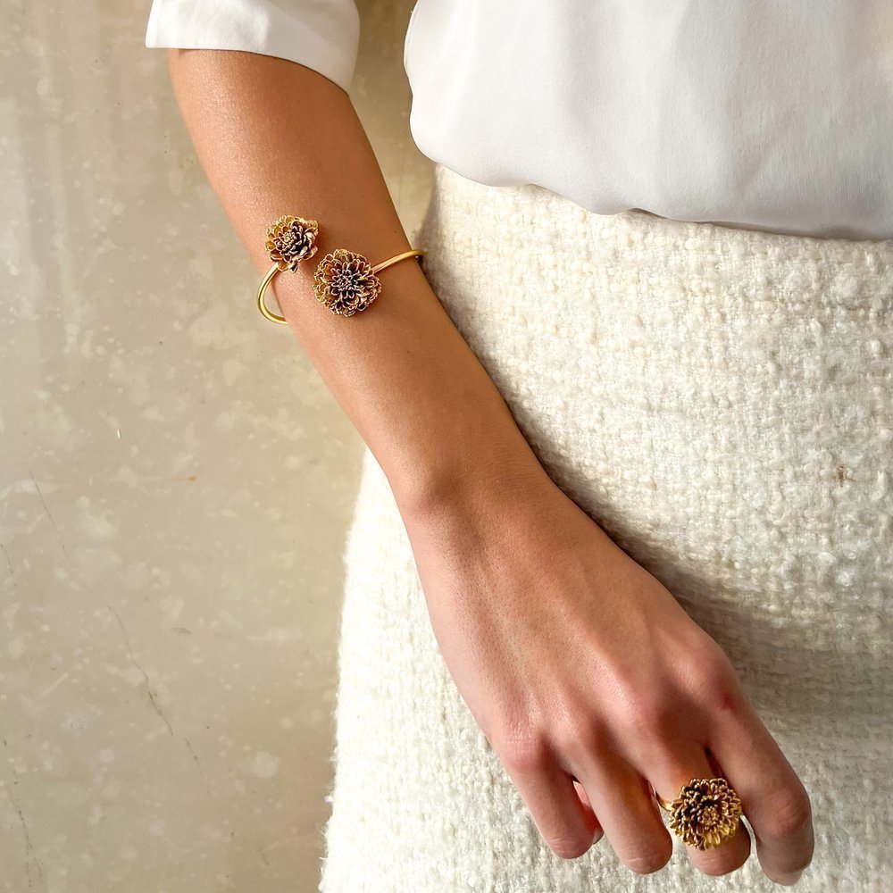 Crysanthe Chrysanthemum Ring   24K Gold plated  