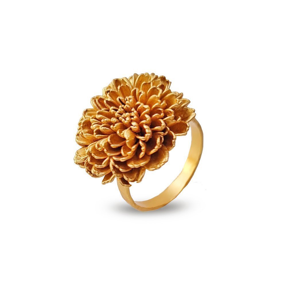 Crysanthe Chrysanthemum Ring   24K Gold plated  
