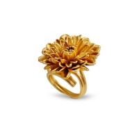 Crysanthe Chrysanthemum Ring statement,   24K Gold plated  