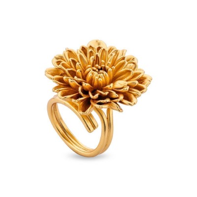 Crysanthe Chrysanthemum Ring statement,  24K Gold plated  
