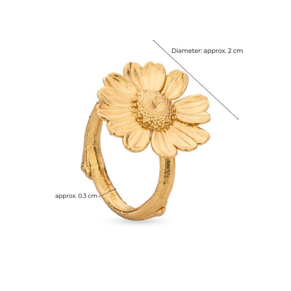 Ismini Daisy Ring  with narrow twig base, 24K Gold vermeil on sterling silver  