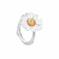 Ismini Daisy Ring  with narrow twig base, 24K Gold and sterling silver  