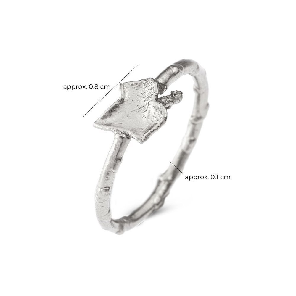 Miniature Ivy Ring mini with narrow twig base, Sterling silver  
