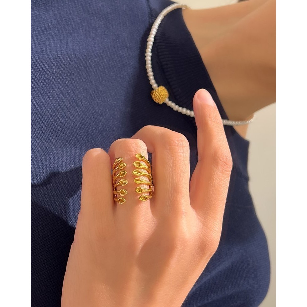 Heliostalida Ring geometric, statement,  24K Gold vermeil on sterling silver  