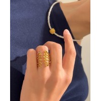 Heliostalida Ring geometric, statement,  24K Gold vermeil on sterling silver  