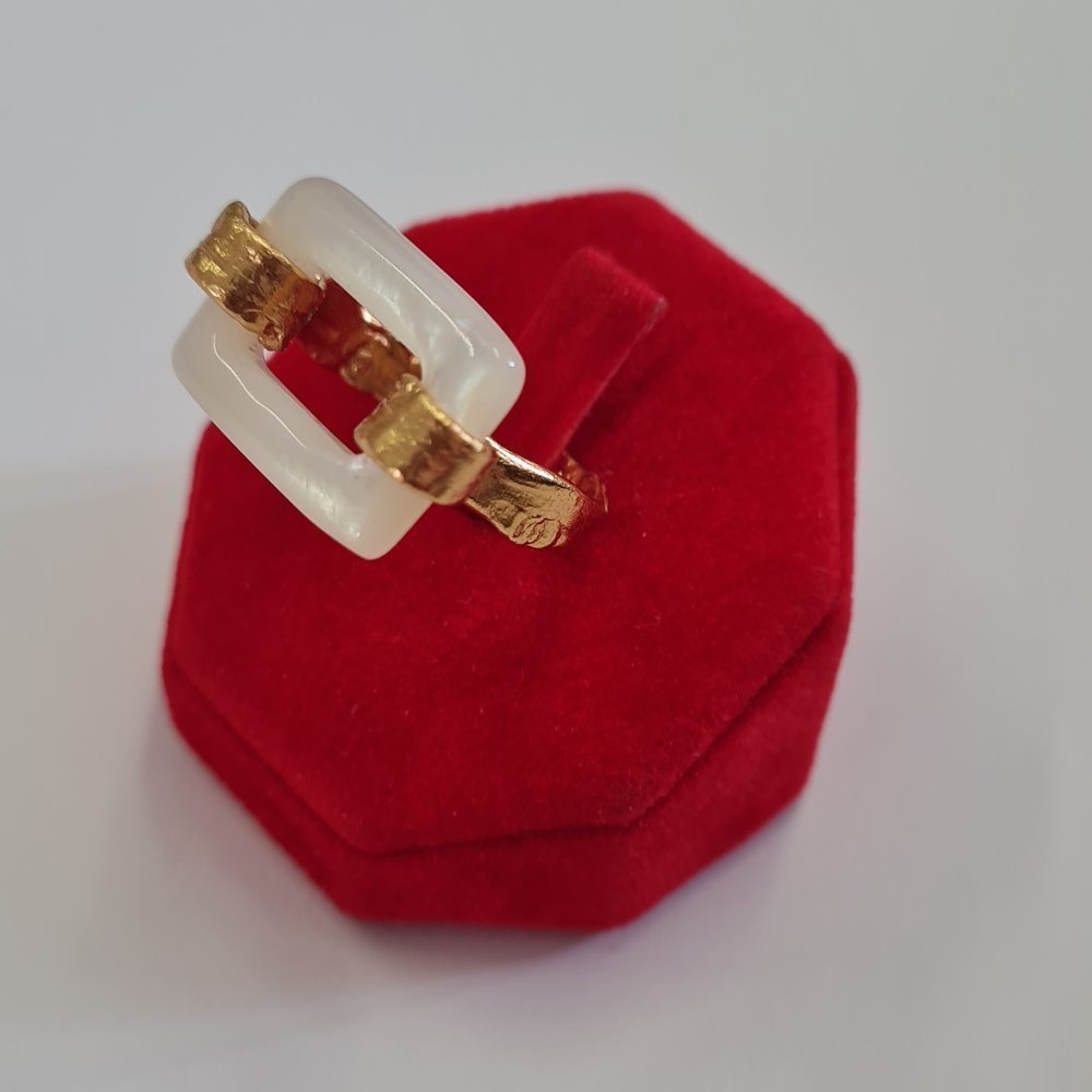 Alke Ring geometric, statement,  24K Gold vermeil on sterling silver Mop 