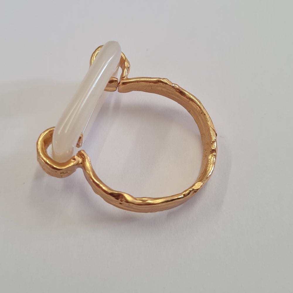 Alke Ring geometric, statement,  24K Gold vermeil on sterling silver Mop 