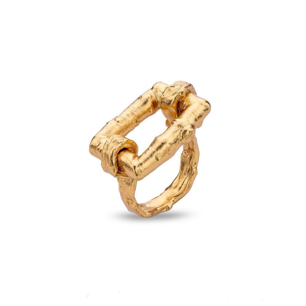Alke Ring geometric, statement,  24K Gold vermeil on sterling silver  
