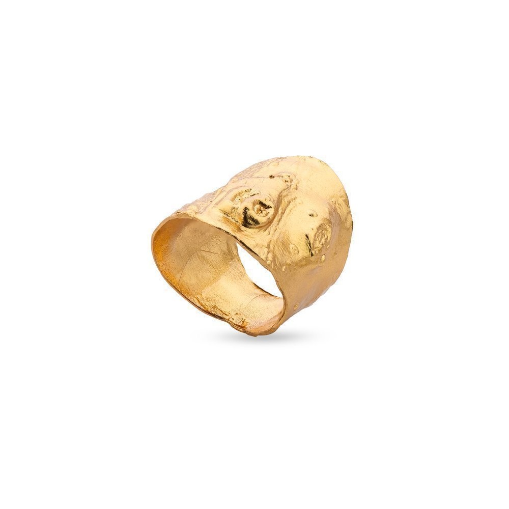 Selene Ring geometric, statement, with wide base, 24K Gold vermeil on sterling silver  