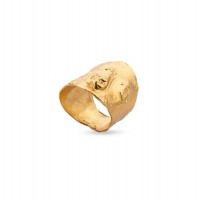 Selene Ring geometric, statement, with wide base, 24K Gold vermeil on sterling silver  