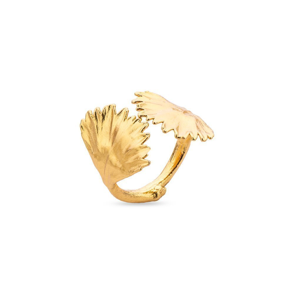 Petalia Ring geometric, with narrow twig base, 24K Gold vermeil on sterling silver  