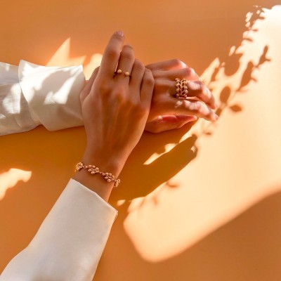 Miniature Ring geometric, with narrow twig base, 24K Gold vermeil on sterling silver  