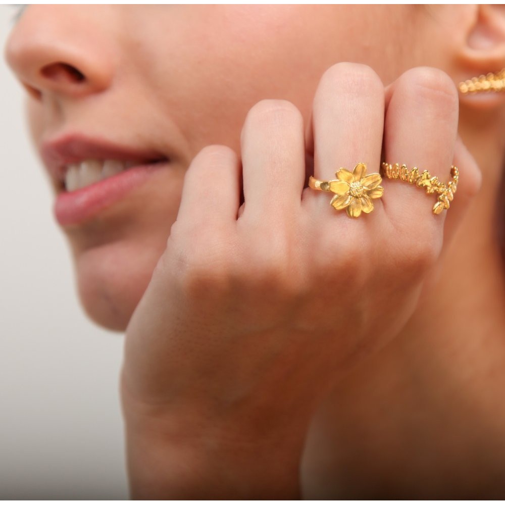 Polytimo Daisy Ring   24K Gold vermeil on sterling silver  