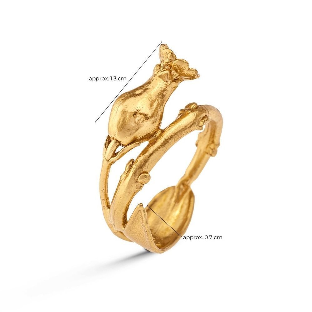 Vakkaris Ring statement, with narrow twig base, with wide base, 24K Gold vermeil on sterling silver  
