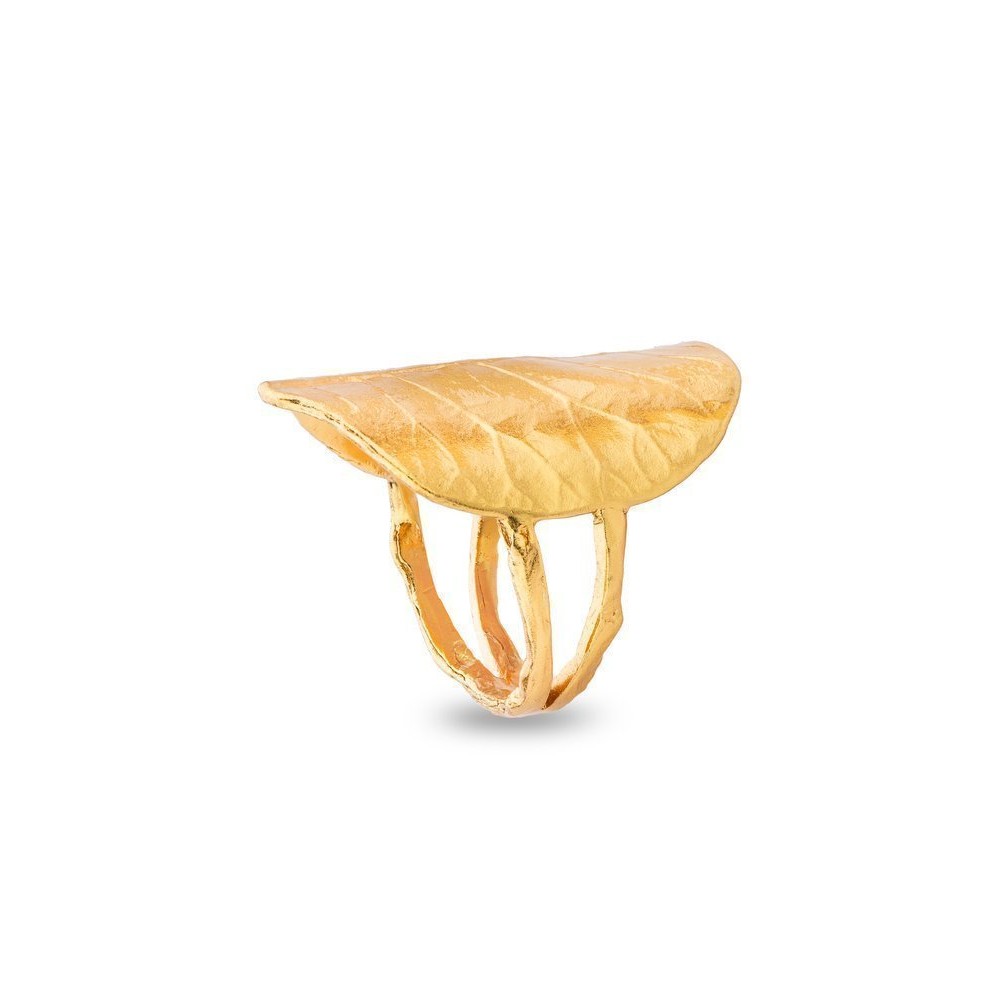 Moonlight Ring geometric, statement, V-shaped base, 24K Gold vermeil on sterling silver  