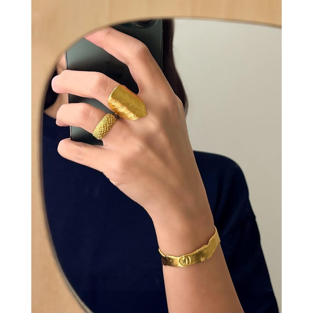 Moonlight Ring geometric, statement, V-shaped base, 24K Gold vermeil on sterling silver  