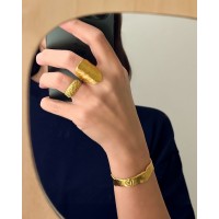 Moonlight Ring geometric, statement, V-shaped base, 24K Gold vermeil on sterling silver  