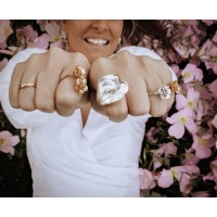 Ianira Ring statement, with narrow twig base, Sterling silver  