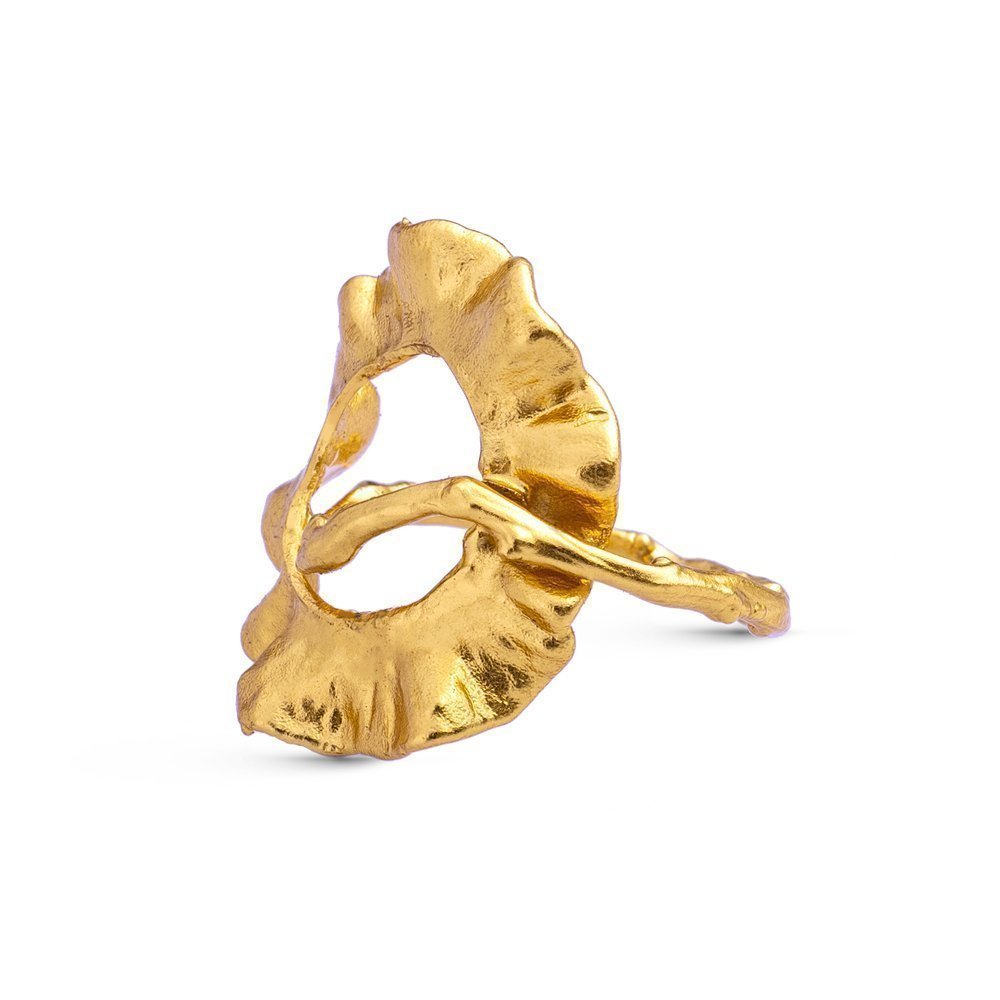Clotho Ring geometric, statement, with narrow twig base, 24K Gold vermeil on sterling silver  