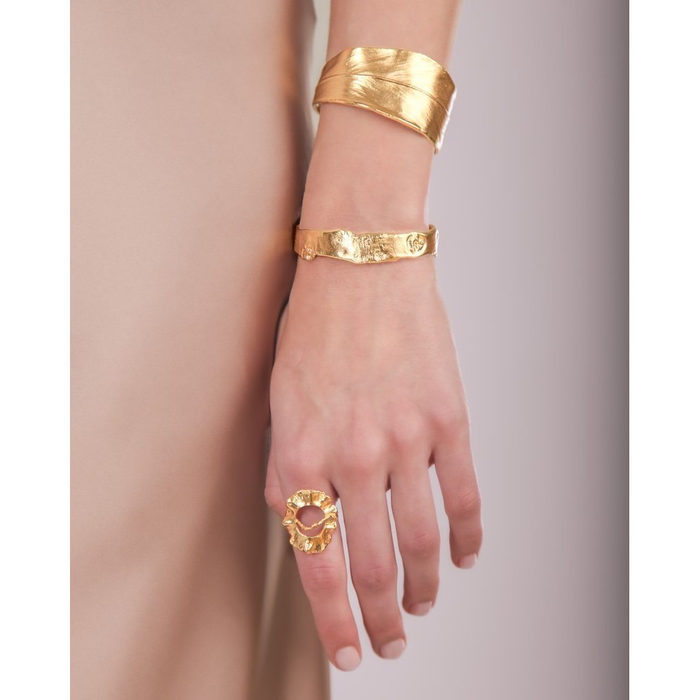 Clotho Ring geometric, statement, with narrow twig base, 24K Gold vermeil on sterling silver  