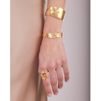 Clotho Ring geometric, statement, with narrow twig base, 24K Gold vermeil on sterling silver  