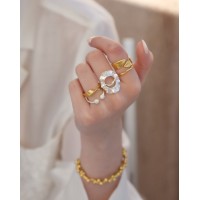 Clotho Ring geometric, statement, with narrow twig base, Sterling silver  