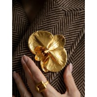 Orchid Blossom Orchid Brooch statement,  24K Gold plated  