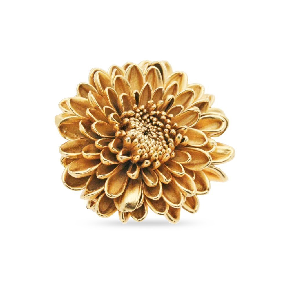Crysanthe Chrysanthemum Brooch statement,  24K Gold plated  