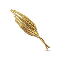 Demetra Wheat Brooch statement,  24K Gold plated  