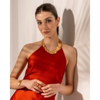 Drops Basil Necklace statement, choker, 24K Gold vermeil on sterling silver  