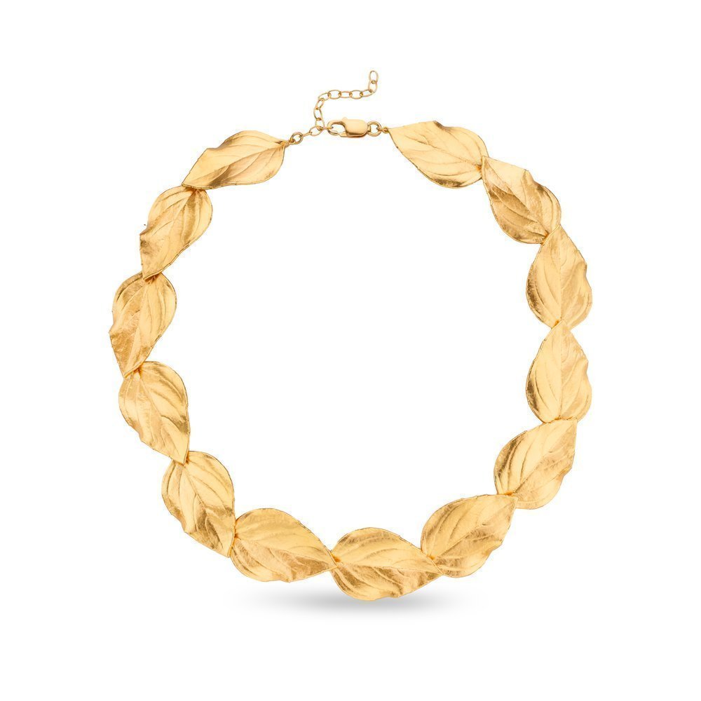 Drops Basil Necklace statement, choker, 24K Gold vermeil on sterling silver  