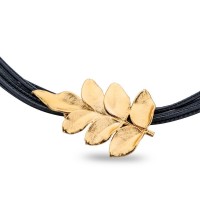Memories Jasmine Necklace  leather, 24K Gold vermeil on sterling silver  