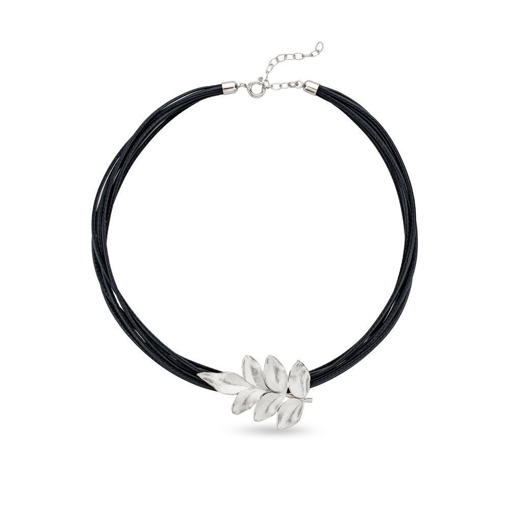 Memories Jasmine Necklace  leather, Sterling silver  