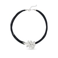 Memories Jasmine Necklace  leather, Sterling silver  