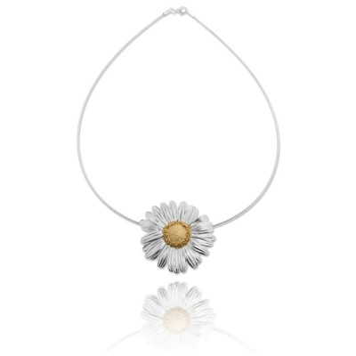Daisy Field Daisy Necklace  steelwire, 24K Gold and sterling silver  