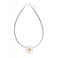 Daisy Field Daisy Necklace  steelwire, 24K Gold and sterling silver  