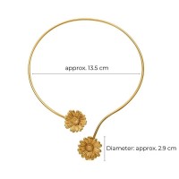 Daisy Necklace statement, two flowers, with flexible  wire,  24K Gold vermeil on sterling silver  