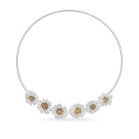 Daisy Field Daisy Necklace statement, six flowers, choker, with flexible  wire, 24K Gold and sterling silver  