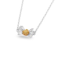 Aelia Daisy Necklace  layer, 24K Gold and sterling silver  