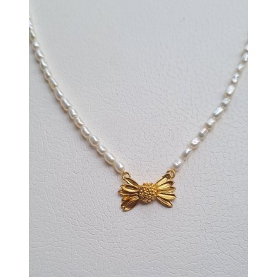 Aelia Daisy Necklace  layer, 24K Gold vermeil on sterling silver  