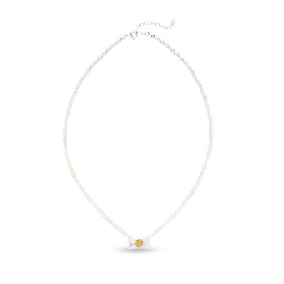 Aelia Daisy Necklace  layer, 24K Gold and sterling silver  