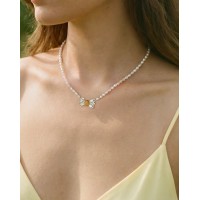 Aelia Daisy Necklace  layer, 24K Gold and sterling silver  