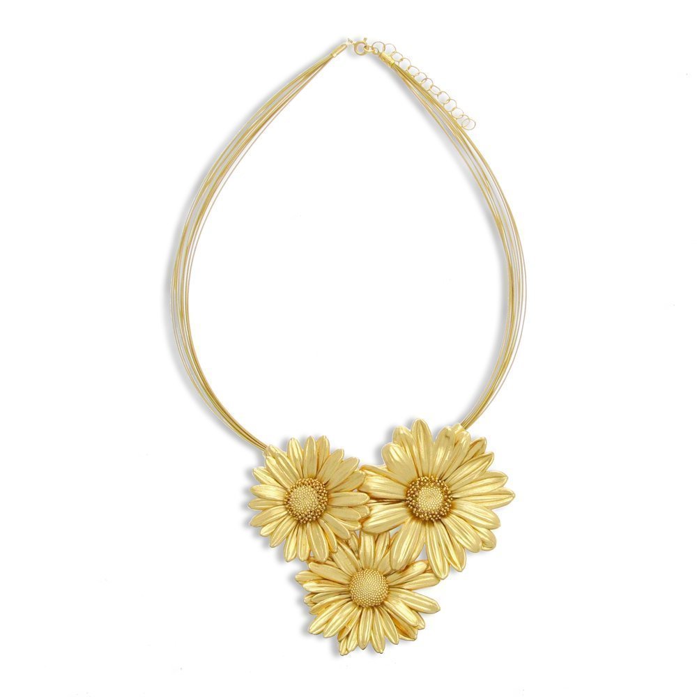 Euphoria Chrysanthemum Necklace statement, steelwire, 24K Gold plated  