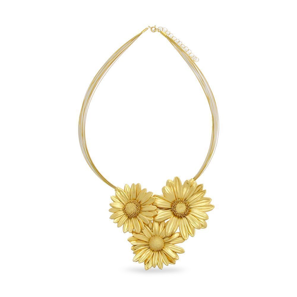 Euphoria Chrysanthemum Necklace statement, steelwire, 24K Gold plated  