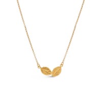 Memories Rose Necklace  two leaves, layer, 24K Gold vermeil on sterling silver  