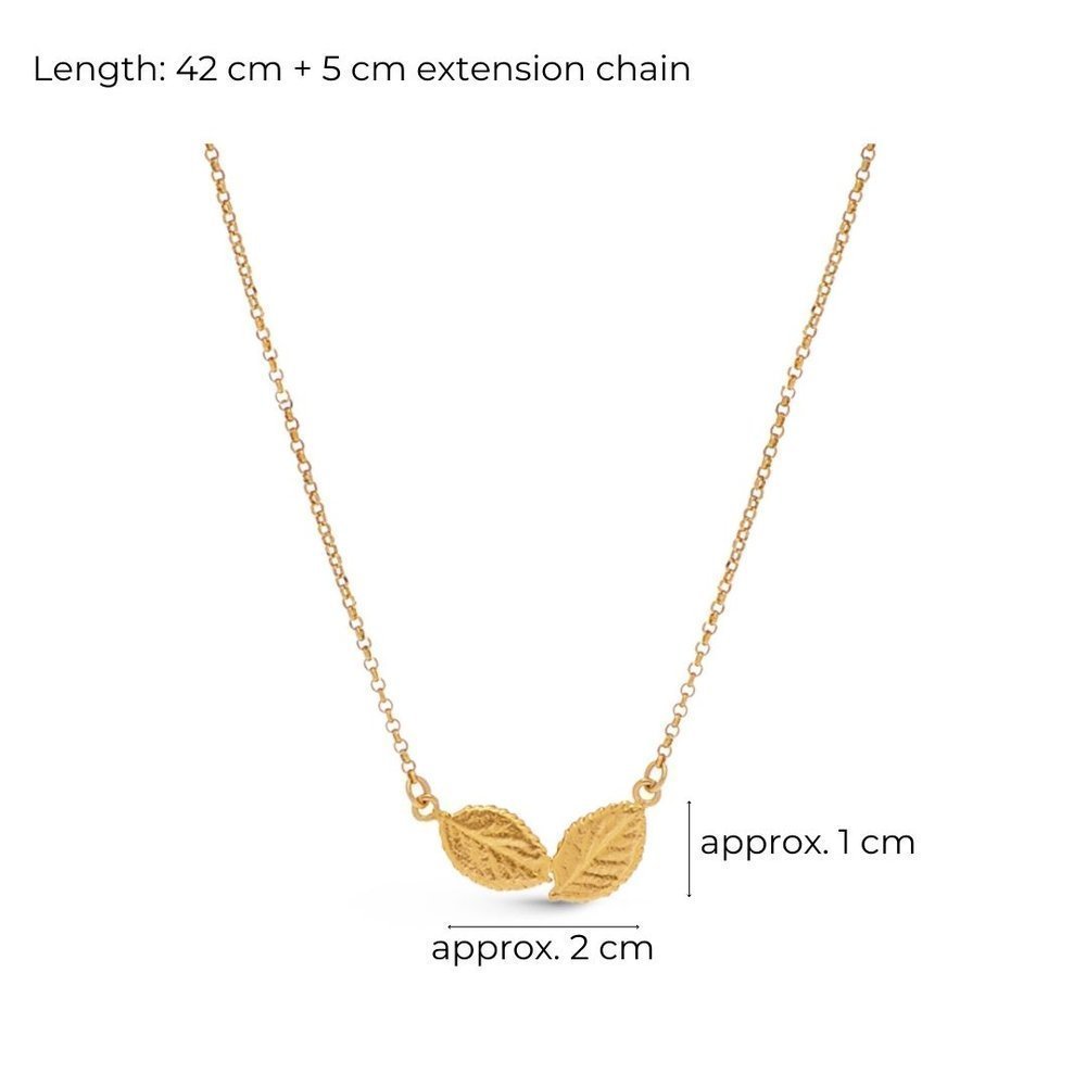 Memories Rose Necklace  two leaves, layer, 24K Gold vermeil on sterling silver  