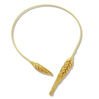 Demetra Wheat Necklace statement, with flexible  wire, 24K Gold plated  